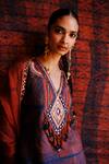 Buy_Drishti & Zahabia_Orange Silk, Organza, Dupion Inaaya Shibori And Ikat Print Kurta & Skirt Set _Online_at_Aza_Fashions