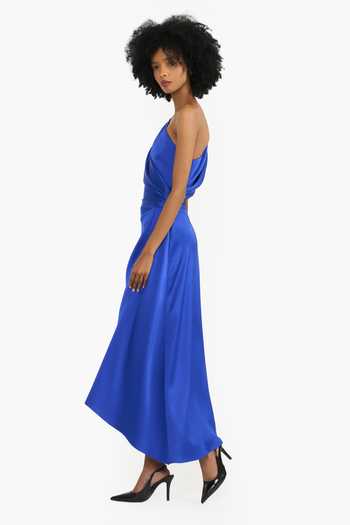 Buy_Gauri & Nainika_Blue Satin One Shoulder Draped Midi Dress _Online_at_Aza_Fashions