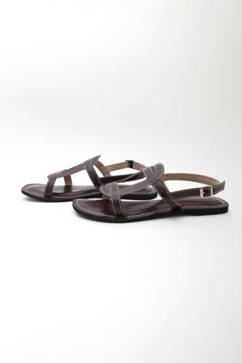 Sandalwali_Wine Olga Oval Strap Sandals _Online_at_Aza_Fashions