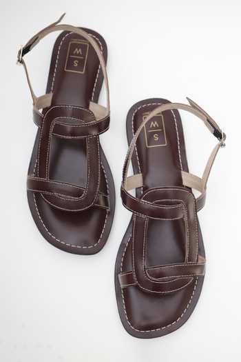 Shop_Sandalwali_Wine Olga Oval Strap Sandals _at_Aza_Fashions