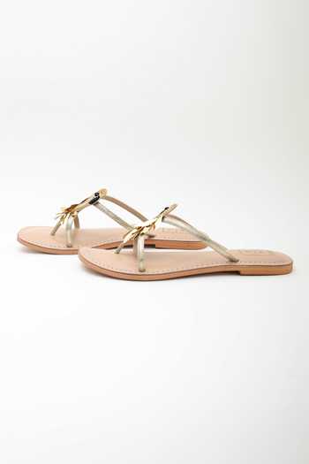 Sandalwali_Gold Bobbi Parrot Embroidered Sandals _Online_at_Aza_Fashions