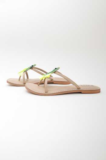 Sandalwali_Green Bobbi Parrot Embroidered Sandals _Online_at_Aza_Fashions
