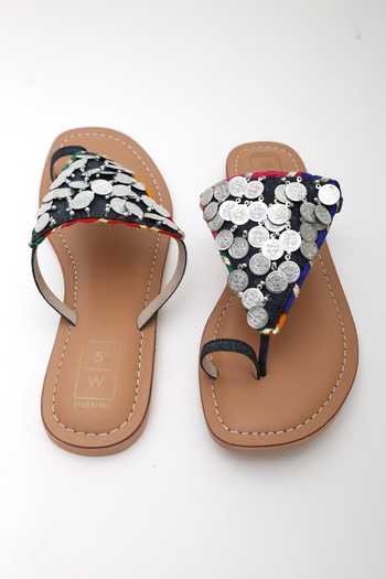 Buy_Sandalwali_Blue Leela Coin Strap Sandals _Online_at_Aza_Fashions