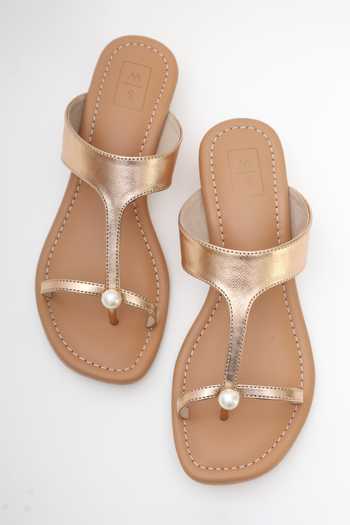 Shop_Sandalwali_Rose Gold Pearls Maggi Metallic Strap Heels _at_Aza_Fashions