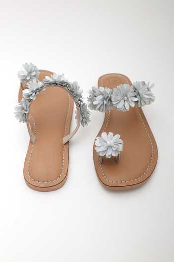 Buy_Sandalwali_Silver Emily Handcrafted Flower Sandals _Online_at_Aza_Fashions