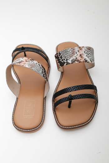 Sandalwali_Black Jane Animal Print Strap Sandals _Online_at_Aza_Fashions