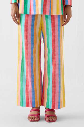 Buy_Studio Rigu_Multi Color Cotton Leher Print Blazer And Trouser Set _Online_at_Aza_Fashions