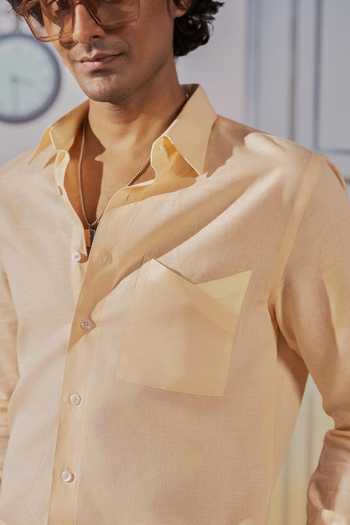 Philocaly_Peach Linen Marisol Shirt _Online_at_Aza_Fashions