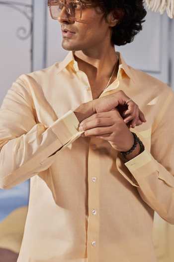 Buy_Philocaly_Peach Linen Marisol Shirt _Online_at_Aza_Fashions