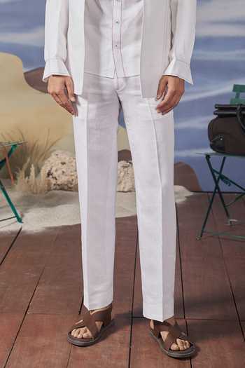 Buy_Philocaly_White Linen Axton Shacket And Pant Co-ord Set _Online_at_Aza_Fashions