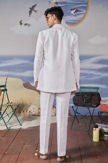 Shop_Philocaly_White Linen Axton Shacket And Pant Co-ord Set _at_Aza_Fashions