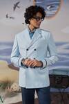 Buy_Philocaly_Sky Blue Wool Jaxon Double Breasted Slim Fit Blazer _at_Aza_Fashions