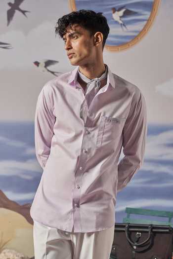 Buy_Philocaly_Lavender Cotton Fiore Placed Printed Shirt _at_Aza_Fashions