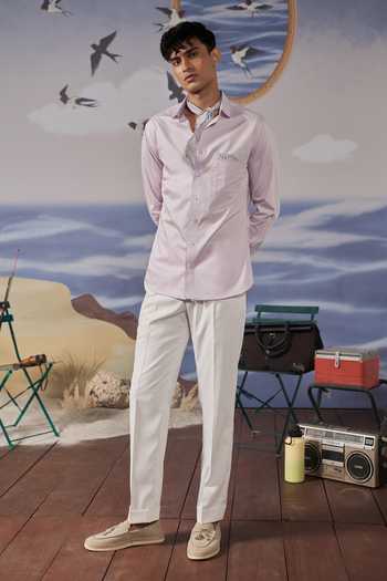 Philocaly_Lavender Cotton Fiore Placed Printed Shirt _Online_at_Aza_Fashions
