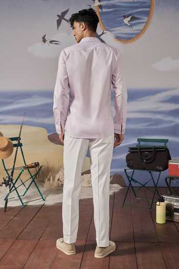 Shop_Philocaly_Lavender Cotton Fiore Placed Printed Shirt _at_Aza_Fashions