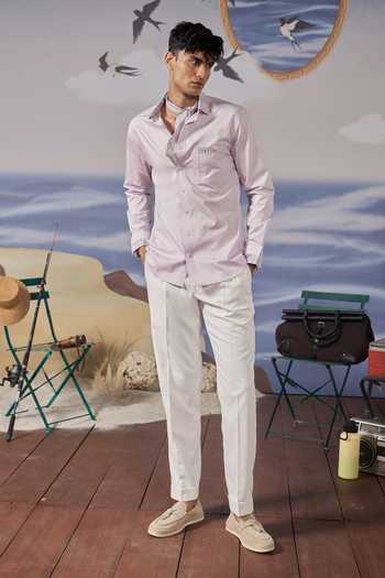 Shop_Philocaly_Lavender Cotton Fiore Placed Printed Shirt _Online_at_Aza_Fashions