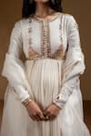 Baise Gaba_Off White Chiffon, Satin, Lycra, Organza Gota Nainika Embroidered Anarkali Set _Online_at_Aza_Fashions