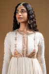Buy_Baise Gaba_Off White Chiffon, Satin, Lycra, Organza Gota Nainika Embroidered Anarkali Set _Online_at_Aza_Fashions