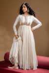 Buy_Baise Gaba_Off White Chiffon, Satin, Lycra, Organza Gota Nainika Embroidered Anarkali Set 
