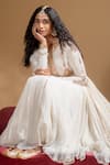 Shop_Baise Gaba_Off White Chiffon, Satin, Lycra, Organza Gota Nainika Embroidered Anarkali Set 
