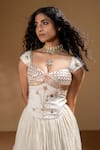 Shop_Baise Gaba_Off White Muslin, Chanderi Gota Patti Mogra Skirt And Juhi Work Corset Set _Online_at_Aza_Fashions