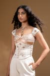 Baise Gaba_Off White Muslin, Satin Gota Patti Juhi Work Corset And Pant Set _at_Aza_Fashions