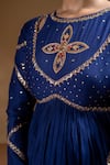 Shop_Baise Gaba_Blue Chanderi, Satin, Lycra, Organza Gota Neelima Embroidered Anarkali Set 