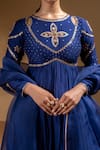 Baise Gaba_Blue Chanderi, Satin, Lycra, Organza Gota Neelima Embroidered Anarkali Set _Online
