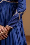 Buy_Baise Gaba_Blue Chanderi, Satin, Lycra, Organza Gota Neelima Embroidered Anarkali Set _Online