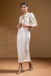 Buy_Baise Gaba_Off White Satin, Muslin Gota Patti Zarina Dress With Work Chandra Jacket _at_Aza_Fashions