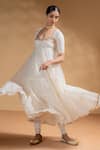 Buy_Baise Gaba_Off White Chanderi, Satin, Lycra, Organza Sharanya Work Tiered Anarkali Set _Online_at_Aza_Fashions