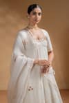 Baise Gaba_Off White Chanderi, Satin, Lycra, Organza Sharanya Work Tiered Anarkali Set _at_Aza_Fashions