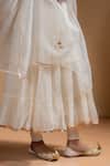 Baise Gaba_Off White Chanderi, Satin, Lycra, Organza Sharanya Work Tiered Anarkali Set _Online