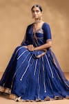 Baise Gaba_Blue Chanderi, Organza Gota Patti Kiran Embroidered Lehenga Set _Online_at_Aza_Fashions