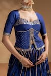 Shop_Baise Gaba_Blue Chanderi, Organza Gota Patti Kiran Embroidered Lehenga Set _Online_at_Aza_Fashions