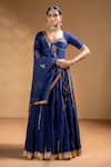 Shop_Baise Gaba_Blue Chanderi, Organza Gota Patti Kiran Embroidered Lehenga Set 