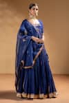 Baise Gaba_Blue Chanderi, Organza Gota Patti Kiran Embroidered Lehenga Set _Online