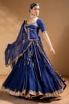 Buy_Baise Gaba_Blue Chanderi, Organza Gota Patti Kiran Embroidered Lehenga Set _Online