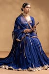 Shop_Baise Gaba_Blue Chanderi, Organza Gota Patti Kiran Embroidered Lehenga Set _Online
