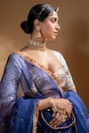 Baise Gaba_Blue Chanderi, Muslin, Organza Gota Kiran Work Lehenga Set With Mridula Blouse _Online_at_Aza_Fashions