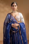 Buy_Baise Gaba_Blue Chanderi, Muslin, Organza Gota Kiran Work Lehenga Set With Mridula Blouse _Online_at_Aza_Fashions