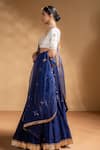 Baise Gaba_Blue Chanderi, Muslin, Organza Gota Kiran Work Lehenga Set With Mridula Blouse _at_Aza_Fashions