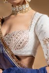 Shop_Baise Gaba_Blue Chanderi, Muslin, Organza Gota Kiran Work Lehenga Set With Mridula Blouse 