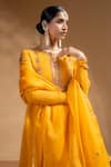 Baise Gaba_Yellow Chiffon, Satin, Lycra, Organza Gota Suvarnika Embroidered Anarkali Set _Online_at_Aza_Fashions