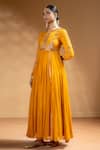 Buy_Baise Gaba_Yellow Chiffon, Satin, Lycra, Organza Gota Suvarnika Embroidered Anarkali Set _Online_at_Aza_Fashions