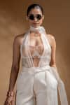 Baise Gaba_Off White Satin, Organza Gota Patti, Sequins Keshini Work Bralette And Pant Set _Online_at_Aza_Fashions