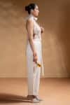 Buy_Baise Gaba_Off White Satin, Organza Gota Patti, Sequins Keshini Work Bralette And Pant Set 