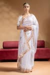 Buy_Baise Gaba_Off White Organza, Muslin Gota Patti Mridula Embroidered Saree With Blouse _at_Aza_Fashions