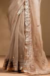 Baise Gaba_Beige Organza, Muslin Gota Patti Sarika Work Saree With Unstitched Blouse Piece _Online_at_Aza_Fashions
