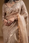 Buy_Baise Gaba_Beige Organza, Muslin Gota Patti Sarika Work Saree With Unstitched Blouse Piece 